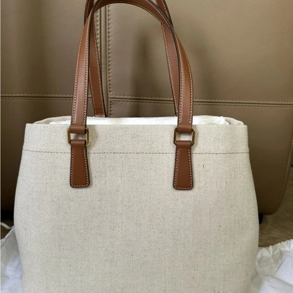 Prada Cream and Tan Structured Tote Bag - Picture 3 of 5